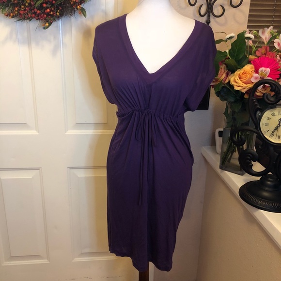 Purple Marciano Tie Waist Tunic KimonoSleeve Dress - Picture 2 of 8